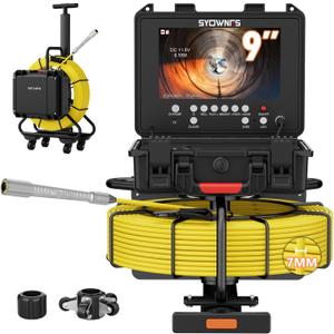 Sewer Camera 7mm 512Hz Self-Leveling 9" HD 1080P Drain Camera with 32G DVR