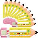 Henoyso 108 Pcs Pencil Name Tags Plate for Classroom with Alphabet, Number Line, Ruler, Graphics, Color and More, Back to School Gift for Kindergarten, Preschool, 1st, 2nd & 3rd Grade