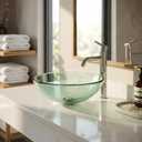 Renovators Supply Manufacturing Clear Tempered Glass Round Bathroom Vessel Sink, 12 x 4.5 x 0.5 inches