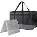 Bodaon 1PK Thermal Insulated Food Delivery Bag with Hard Bottom - 3X-Large Catering Cooler Bag for Hot and Cold Meals - Ideal for Commercial Pizza Transport, Grocery, Restaurants, and Events. Black