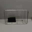 Over the Sink Expandable Dish Drainer Drying Rack In Stainless Steel for Small Kitchen, Counter Space Saving Modern Compact Metal Above Plate Dryer Strainer, Adjustable Hanging Inside Drain Holder (For 11.5"-30"W Sink, Silver)