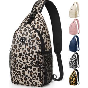 Crossbody Bags for Women Men Trendy Sling Bag Bakpack Casual Chest Bag with Convertible Shoulder Strap (Medium, Leopard)