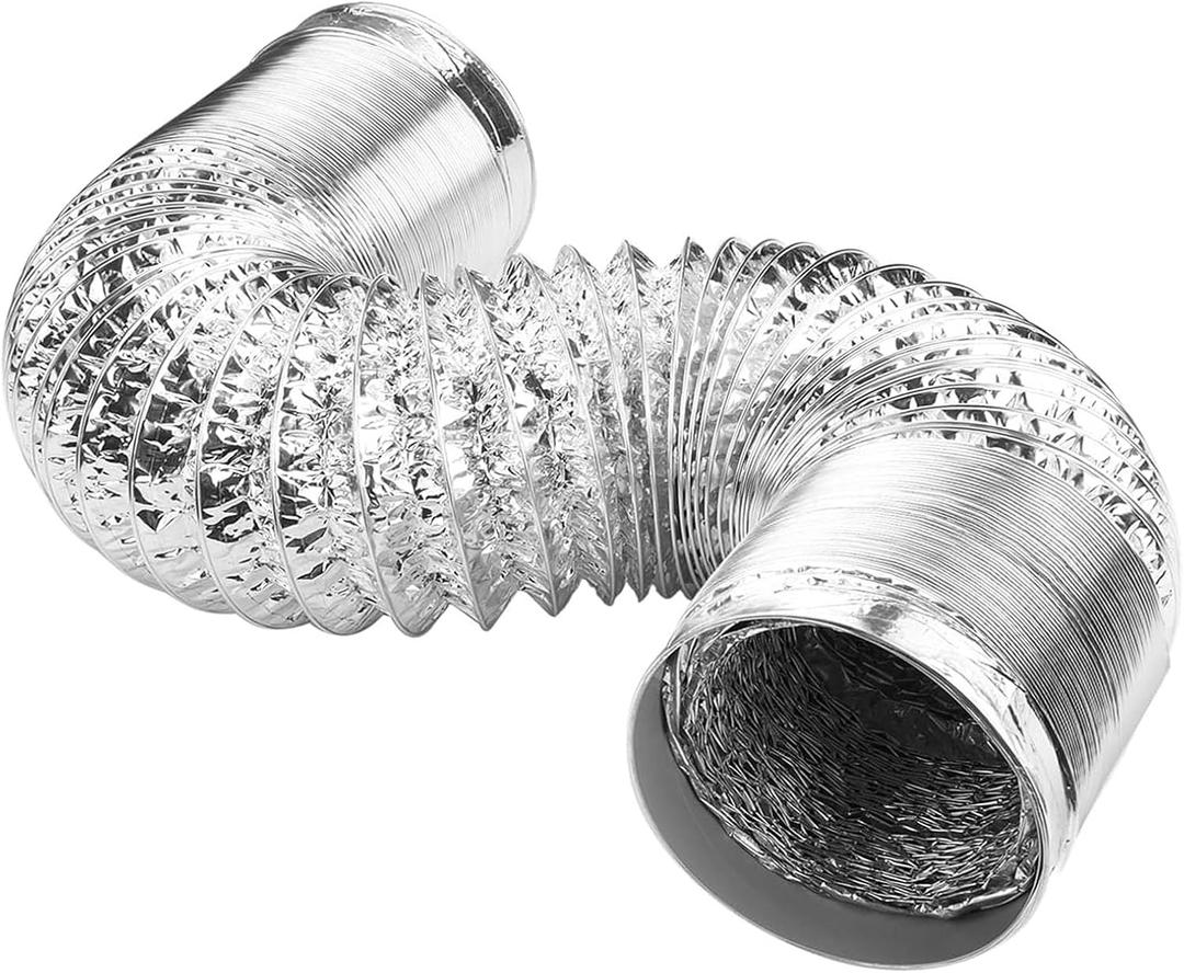 7 inch 5 Feet Flexible Aluminum Ducting Hose, Dryer Vent Hose for kitchen Cooking Exhaust, HVAC, Heating Cooling Ventilation Exhaust, Silver Color