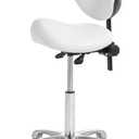 Ergonomic Saddle Stool Rolling Adjustable, Hydraulic Heavy-Duty (350 lbs) Stool Chair for Dental Lab Salon Massage Studio Office(White, With Backrest)
