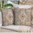 BUAEL Boho Throw Pillow Covers 22x22 inch Set of 2,Boho Vintage Carpet Pattern Antique Ethnic Decor Double Sided Pattern Cushion Cover Soft Pillow Case Living Sofa Room Bed Square Pillow Cover