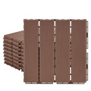 Plastic Interlocking Deck Tiles, 9 Pack Outdoor Flooring Waterproof Pavers for Patio Garden Porch Yard, All Weather Use, Coffee (12" x 12")