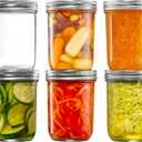 [ 6 Pack] 16 oz. Wide-Mouth Glass Mason Jars with Metal Airtight Lids and Bands for 1 Pint Canning, Preserving, & Meal Prep