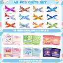 48 pcs Valentines Day Cards for Kids School with Foam Airplane Gliders Toys Boys Girls School Classroom Exchange Gifts Party Favors Bulk Treats Prizes Goodie Bag Stuffers