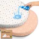 2-pk Waterproof Bassinet Sheets Girls, Boys, Cotton - 33x17 Universal Bassinet Mattress Pad Protector Cover, Compatible with Graco,Baby Delight,Chicco,Halo Bassinest Swivel Sleeper Fitted(Butterflies)