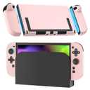 RHOTALL [Upgraded Version Can Easily Dock] Pink Dockable Case for Nintendo Switch 2 2025, Protective Hard PC Shell, Slim Cute Controller Cover with Detachable joycon Compatible with Switch 2