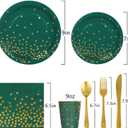175Pcs Green Plates and Napkins Party Supplies, Green and Gold Party Decorations for Birthday Graduation Party Decorations Serve 25