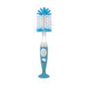 Nuby Easy Clean Dispensing Soft and Durable Bristle Bottle Brush with Textured Handles and Suction Base, 2 in 1 System, Blue