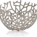 Modern Day Accents 5802 Rama Twigs Round Bowl, Silver, Fruit Bowl, Holds Spheres or Decorative Balls Fillers, Large Bowl, Home Decor, Room Decor, Office Decor, Tabletop Centerpiece, 14" W x 8.5H