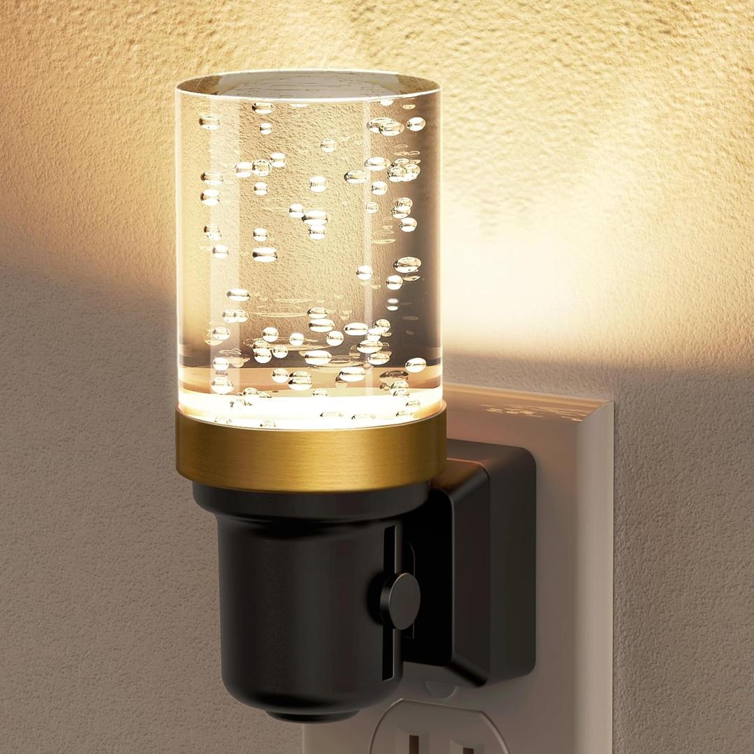 JandCase Night Light, Dimmable Night Lights Plug into Wall, Auto On/Off Light Sensor Nightlight, 3000K Warm White 0-100LM Brightness LED Nightlight, for Bathroom Hallway Bedroom Kids Room (Cream)