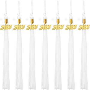 8 Pieces Graduation Tassel Graduation Cap Tassel with 2025 Year Charm for Graduation Parties, 9.4 Inches(White)