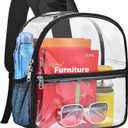 Paxiland Clear Backpack Stadium Approved 12126 with Reinforced and Wider Shoulder Straps, Small Clear Bag for Schools, Concerts, Work, Festivals and Sporting Events - Black