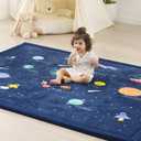 1.3" Thick Large Baby Floor Play Mat 59x79, Padded Memory Foam Play Mat, Non-Slip Plush Carpet Playmat for Nursery Playroom Classroom (Solar System)