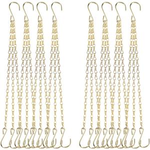 PINGEUI 8 Pack Gold Hanging Baskets Chains, 16 Inch Heavy Duty Metal Hanging Basket Chain Decorative Chains with S Hook, Plant Hanger Indoor Outdoor Replacement Hanging Chains PINGEUI 8 Pack Gold Hanging Baskets Chains, 16 Inch Heavy Duty Metal Hanging Basket Chain Decorative Chains with S Hook, Plant Hanger Indoor Outdoor Replacement Hanging Chains