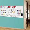 Magnetic Dry Erase Whiteboard Paper for Wall 50" x 18" Self Adhesive White Board Sticker with 12 Magnet Marker and Magnetic Eraser for Kids Office Home Whiteboard Wallpaper Peel and Stick