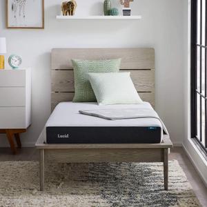 Lucid 6 Inch Memory Foam Mattress Low Profile Medium Firm Feel - Infused with Bamboo Charcoal and Gel - Bed in a Box - Temperature Regulating - Breathable - Full Size