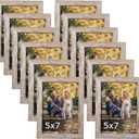 Lyeasw Rustic 5x7 Picture Frame Set of 12, Multi Woodgrain Farmhouse Photo Frames for Wall or Tabletop, Beige