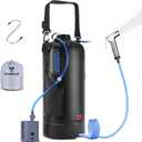 Camping Shower,12L Portable Camp Shower Bag with Upgraded Screw Lid, Auto Pressure Pump, Solar Shower, Camping Shower Head for Beach Camping, Hiking, Traveling, Washing