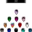 TANOSII Sew on Rhinestones 100 PCS Mixed Shapes Glass Rhinestones Sew on Crystal Gems Mental Flatback with Silver Claw for Jewelry Crafts Clothes Shoes Costume Garment Malachite Green