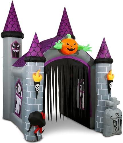 Loninak Outdoor Inflatable Halloween Decorations, Lighted 12 Ft Tall Huge Haunted House Archway, Halloween Inflatables with Built-in LED Lights for Patio, Yard or Walkway, Blow Up Arch Halloween Décor