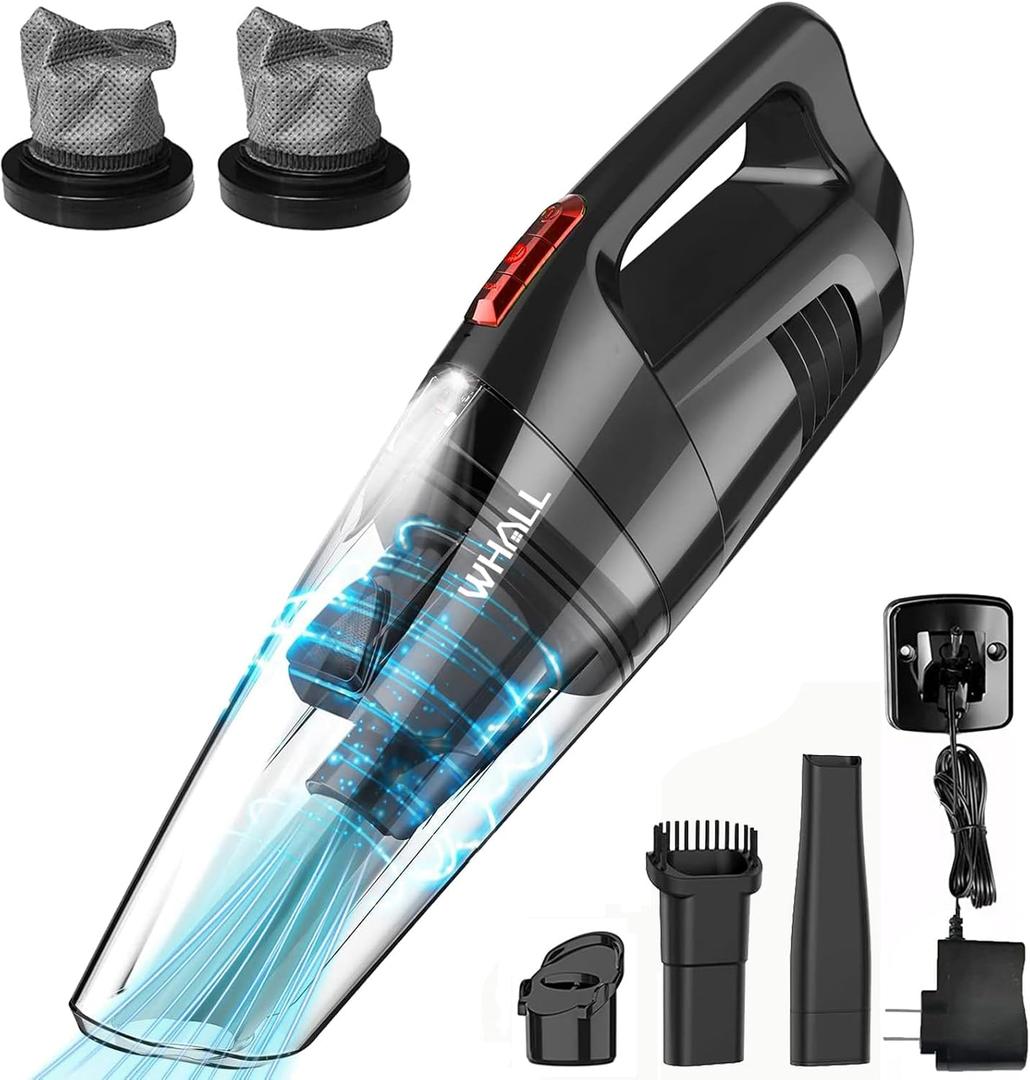 whall Handheld Vacuum Cordless, 8500PA Strong Suction Hand Vacuums, Wet Dry Hand Held Vacuums Cleaner with LED Light, Lightweight Mini Car Vacuums Cordless Rechargeable, Portable Vacuum