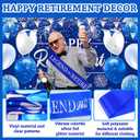 Happy Retirement Party Decorations for Men Women Blue Silver Happys Retirements Decorations Happy Retirements Banner Backdrop Card Retirement Sash Hanging Swirls Foil Balloons Honeycomb Centerpieces