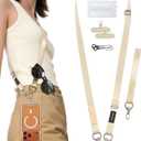 VVAAGG Cell Phone Lanyard for iPhone: Adjustable Phone Strap Crossbody Neck and Wrist Strap Anti-Theft Lanyard Travel Essential Compatible for iPhone Android Smartphones Khaki