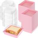 200 Pcs Charcuterie Boxes with Clear Lids 5 Inch Disposable Mini Square Charcuterie Boxes Paper Bakery Food Containers for Valentine's Day Family Party Sandwich Sushi Cookie Cake Fruits Slice (Pink)