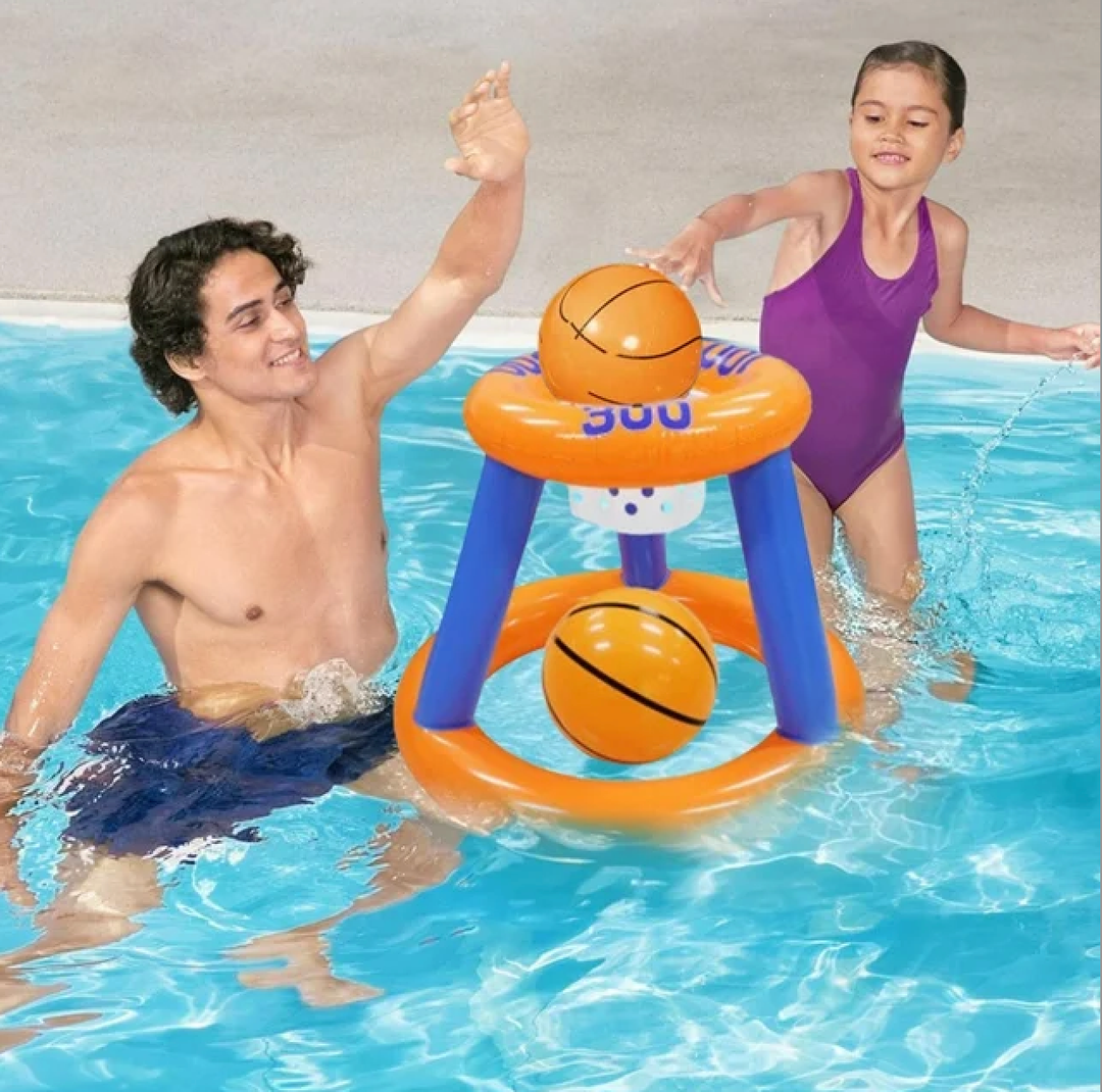 Inflatable 2-IN-1 Game Basketball & Ring Toss, 21.65in x 19.69in