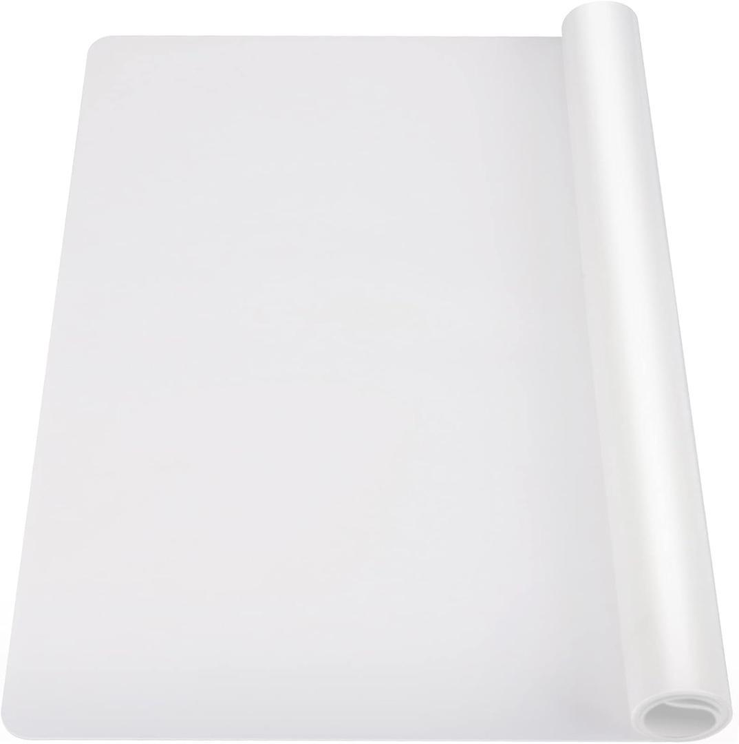 Ewen 27.6x19.5in 2mm Silicone Mats for Kitchen Counter, Thick Large Heat Resistant Non-Stick Silicone Placemat, Nonslip Workbench Mat Countertop Protector for Desk Crafts Air Fryer Pastry Translucent