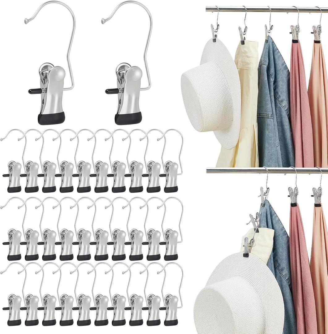 200PCS Boot Hangers Clips for Closet Stainless Steel Clothes Hooks Clip Laundry Hooks Clothes Pins Hanging Clips Portable Clip Hangers Clothespins Hanger for Wardrobe Organization