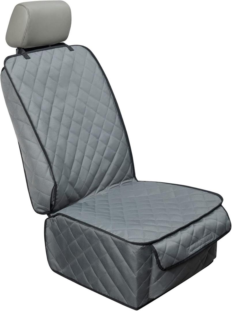 Waterproof Front Seat Cover Dog Car Seat Covers Nonslip and Full Protection with Side Flaps Fits Most Cars, Trucks, SUVs(Grey, 1Pack) (Gray)