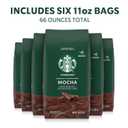 Starbucks Ground Coffee, Flavored Hot or Iced Coffee, Mocha, Six 11 oz Bags (EXP 06/06/26)
