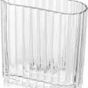 Clear Glass Vase 5.5 Inch Ribbed Vase for Flowers Unique Fluted Vase for Centerpiece Decorative Modern Vase for Wedding Dinning Living Room Table Home Office (Style 1)