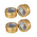 15 Pack 3 Oz Clear Window Round Aluminum Tin Cans Screw Top Metal Lid Aluminum Tin Jar Empty Lip Balm Tin Cans Cosmetic Storage Jars for Spices Candles Candies Gifts Arts Crafts,90ml(Gold)
