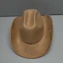 Cowboy Hat with Fringed Bandana Set for Women Wide Brim Western Cowgirl Hat Paisley Head Wrap Scarf (Suede Fabric-Khaki)