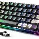 GEODMAER 65% Wireless Gaming Keyboard, Rechargeable Backlit Keyboard, 68 Keys, Ultra-Compact, Anti-Ghosting, Conflict-Free, Wireless Keyboard for PC, Laptop, Windows Gamer, (Black and Grey)