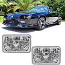 YLT AUTO Chrome Crystal Semi-Sealed Headlights 4 x 6 Inch Glass Lens H4 HID LED Halogen High and Low Beam Replacement Kit (Pair) (WQ-1005)