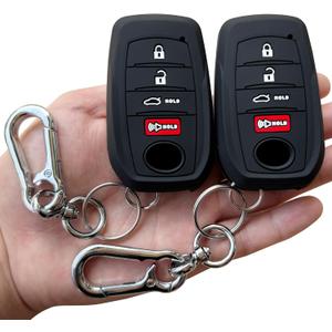 TANDRIVE Key Fob Cover for Toyota 2025 Camry and 2025 2024 2023 Corolla Crown, 4-Button, Silicone, 2-Pack, Black