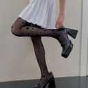 Women fishnet tights black fishnet stockings for women star patterned tights leggings (Black)
