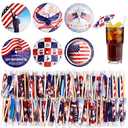Chengu 300 Pcs 4th of July Cocktail Umbrellas for Drinks Independence Day Decoration Fruit Toothpicks Drink Umbrellas Cocktail Picks Paper Cupcake Topper Sticks for Party Appetizers Restaurant Bar