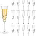 16 Pack Plastic Champagne Flutes, Shatterproof Reusable Fancy Crystal Clear Champagne Glasses, 5 oz Acrylic Unbreakable Elegant Party Drinking Cocktail Wine Glasses Wedding Birthday Bar Goblets