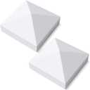 VIVIDA 4" x 4" Vinyl Post Caps (2-Pack), White PVC Pyramid Fence Post Top Caps for Actual 4" x 4" Vinyl Fence, Deck, Mailbox