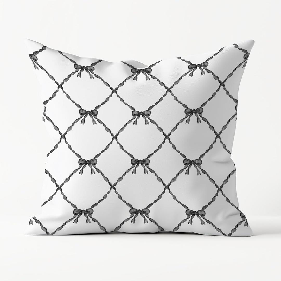Black Bow Throw Pillow Covers 18x18, Black Bow Room Decor, Coquette Pillow Covers, Coquette Room Decor, Preppy Dorm Room Decor, Coquette Decor Gifts