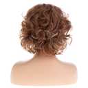 Short Curly Light Brown Wig with Bangs for Women Shaggy Curly Natural Synthetic Heat Resistant Cosplay Costume Wig(mixed blonde)