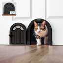 Purrfect Portal Meow Manor Cat Door Interior Door - No-Flap, Fits Cats Up to 20 lbs, Easy DIY Setup, No Training Needed (Black)